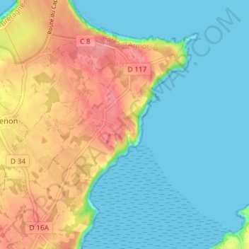 Mapa topográfico Saint-Guireuc, altitude, relevo