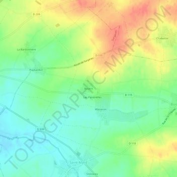 Mapa topográfico Boutrit, altitude, relevo