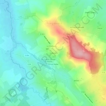 Mapa topográfico Le Bourg, altitude, relevo