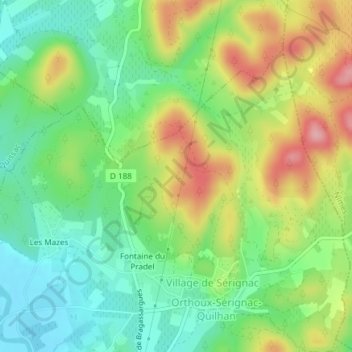 Mapa topográfico Courmelle, altitude, relevo