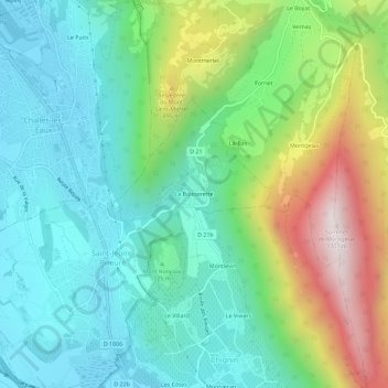 Mapa topográfico La Boisserette, altitude, relevo