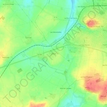 Mapa topográfico Lassay, altitude, relevo