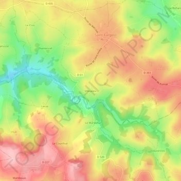 Mapa topográfico Villejaleix, altitude, relevo