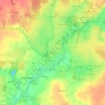 Mapa topográfico Bel Air, altitude, relevo