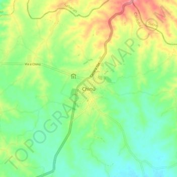 Mapa topográfico Chinú, altitude, relevo