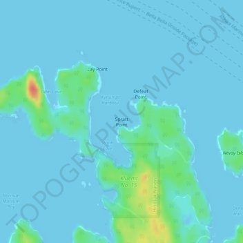 Mapa topográfico Spratt Point, altitude, relevo