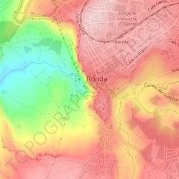 Mapa topográfico Tajo de Ronda, altitude, relevo