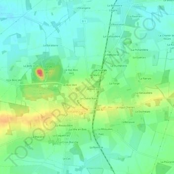 Mapa topográfico Lantilloux, altitude, relevo