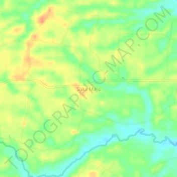 Mapa topográfico Suka Maju, altitude, relevo