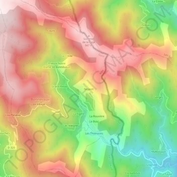 Mapa topográfico Nojaret, altitude, relevo