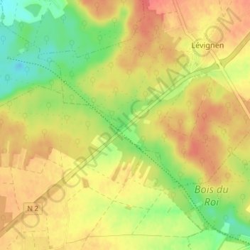 Mapa topográfico Boissy-Lévignen, altitude, relevo