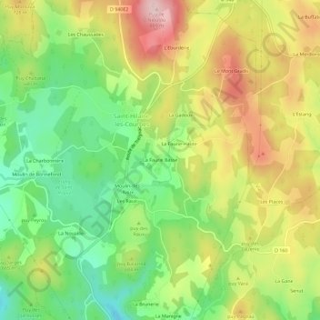 Mapa topográfico La Faurie Basse, altitude, relevo