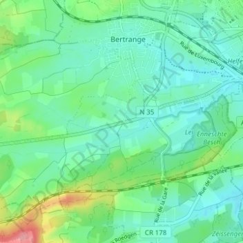 Mapa topográfico Grevels-Barrière, altitude, relevo