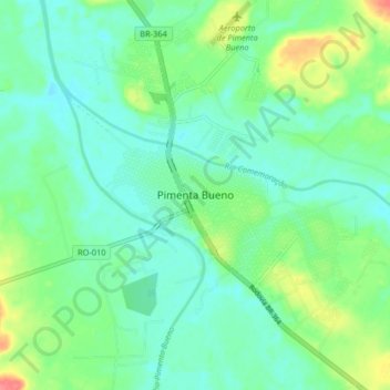 Mapa topográfico Pimenta Bueno, altitude, relevo