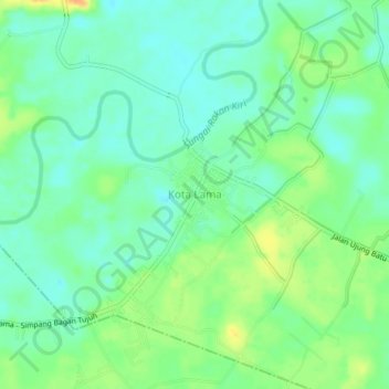 Mapa topográfico Kota Lama, altitude, relevo