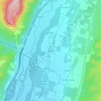 Mapa topográfico Dabisse, altitude, relevo