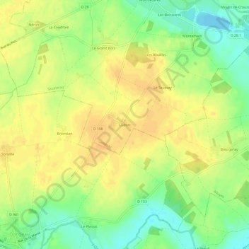 Mapa topográfico Ludon, altitude, relevo