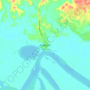 Mapa topográfico Angoram, altitude, relevo