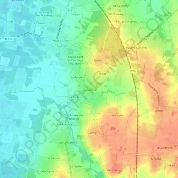 Mapa topográfico Les Jaillets, altitude, relevo