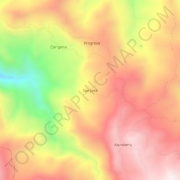 Mapa topográfico San Jose, altitude, relevo