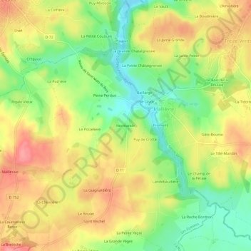 Mapa topográfico Normande, altitude, relevo