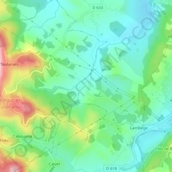 Mapa topográfico Bayles, altitude, relevo