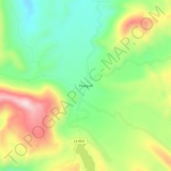 Mapa topográfico Huaguil, altitude, relevo