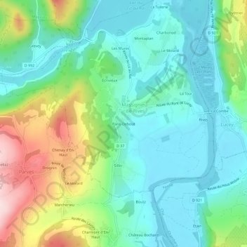 Mapa topográfico Paris-Debout, altitude, relevo