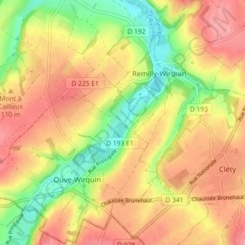Mapa topográfico Wirquin, altitude, relevo