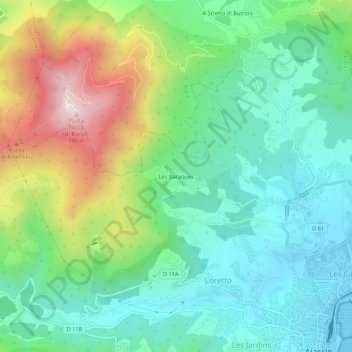 Mapa topográfico Les Baraques, altitude, relevo