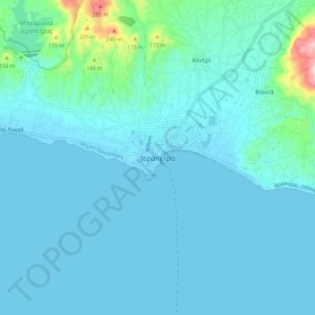 Mapa topográfico Ierapetra, altitude, relevo