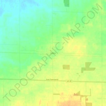 Mapa topográfico Collins, altitude, relevo