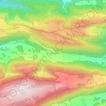 Mapa topográfico Les Ecorcheresses, altitude, relevo