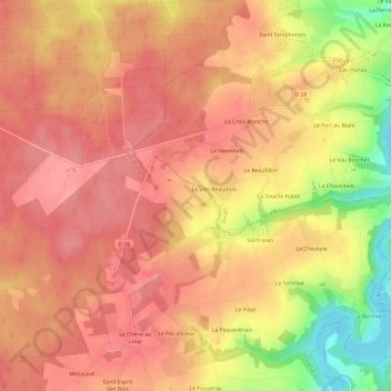 Mapa topográfico La Pefferie, altitude, relevo