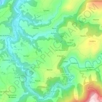 Mapa topográfico Vilamelle, altitude, relevo