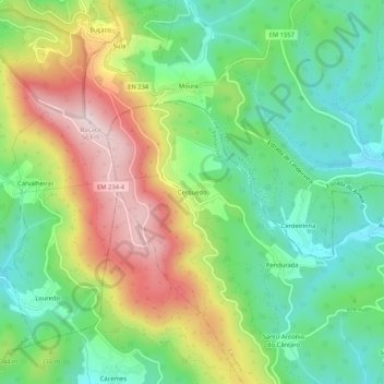 Mapa topográfico Cerquedo, altitude, relevo