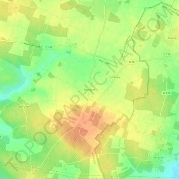 Mapa topográfico Sousigné, altitude, relevo