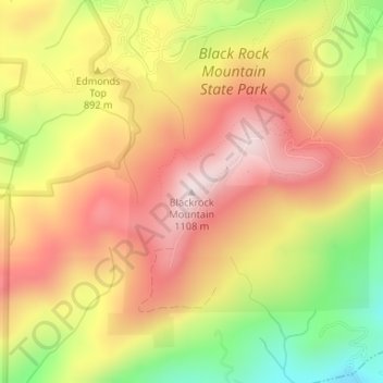 Mapa topográfico Blackrock Mountain, altitude, relevo