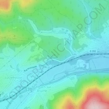 Mapa topográfico Hoube, altitude, relevo