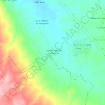Mapa topográfico El Coyol, altitude, relevo