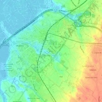 Mapa topográfico Forca, altitude, relevo