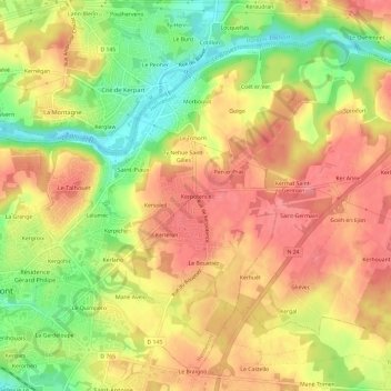 Mapa topográfico Kerpotence, altitude, relevo