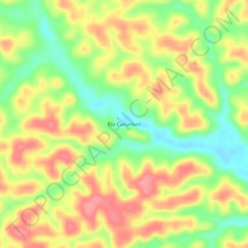 Mapa topográfico Rio Curumuri, altitude, relevo