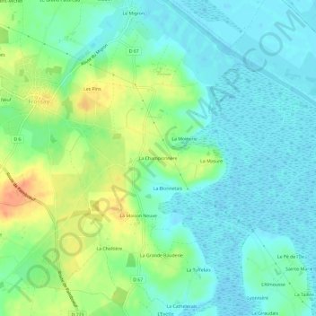 Mapa topográfico La Championnère, altitude, relevo