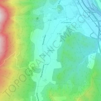 Mapa topográfico Le Forest, altitude, relevo