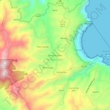 Mapa topográfico Termo da Igreja, altitude, relevo