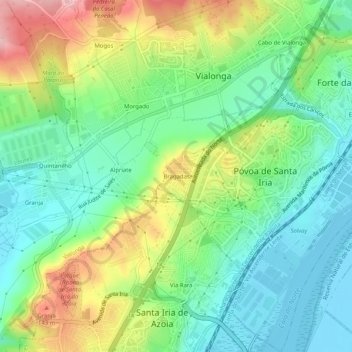 Mapa topográfico Bragadas, altitude, relevo