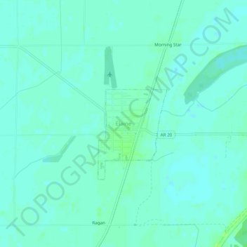Mapa topográfico Elaine, altitude, relevo