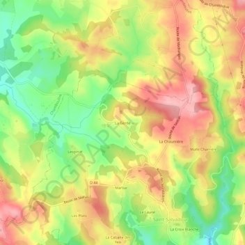 Mapa topográfico La Gente, altitude, relevo