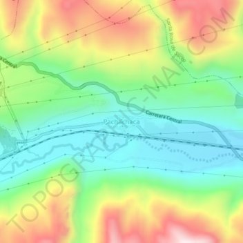 Mapa topográfico Pachachaca, altitude, relevo